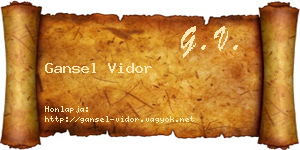 Gansel Vidor névjegykártya